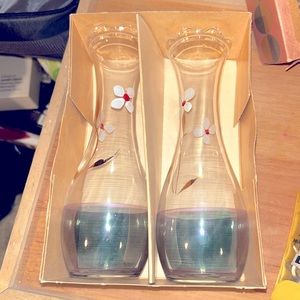 MCM Bartlett Collins Hand Painted Blue Bottom Vase Set